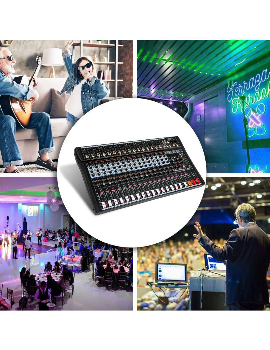 Mezcladora Mixer Audiotek MKZ-MEZCL16CHNEG