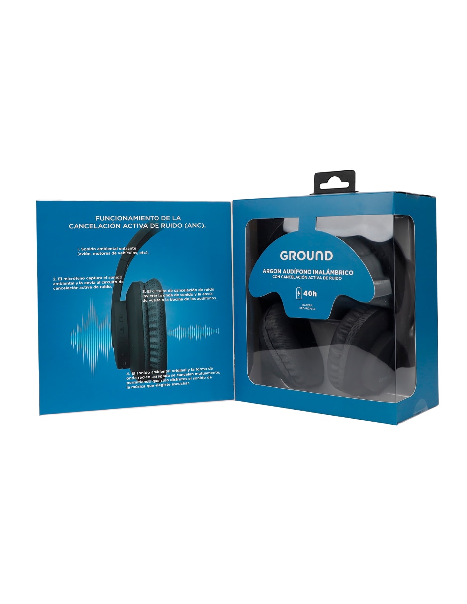 Audífonos On-Ear Ground Sound Argon Anc inalámbricos con cancelación de ruido