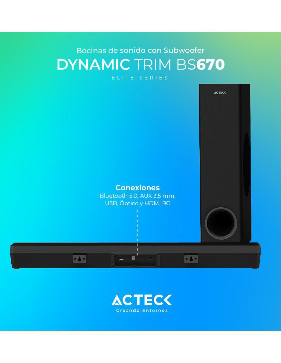Barra de sonido Dynamic Trim Bs670 Ac-935913 con subwoofer 4