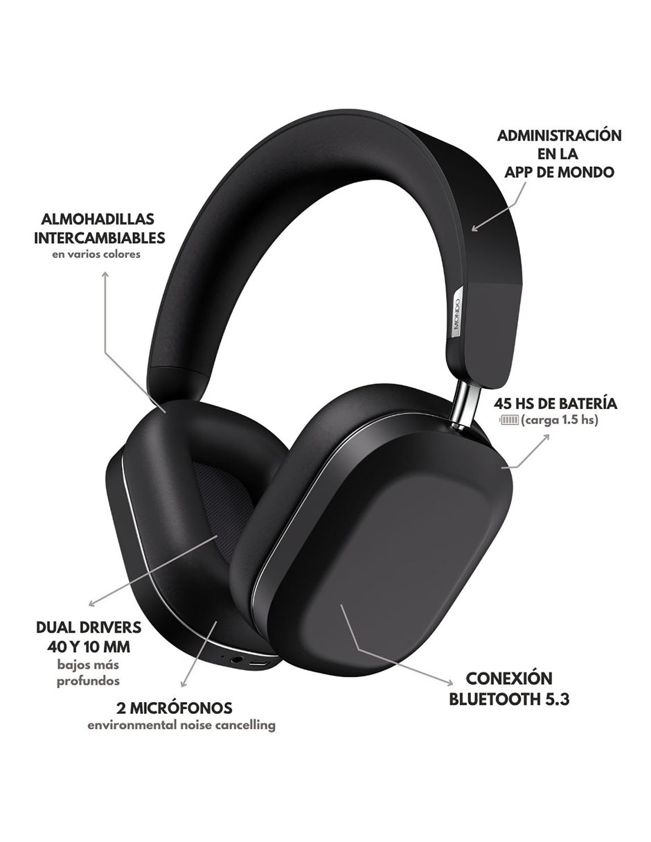 Audífonos Over-Ear Dual driver inalámbrica con cancelación de ruido 3