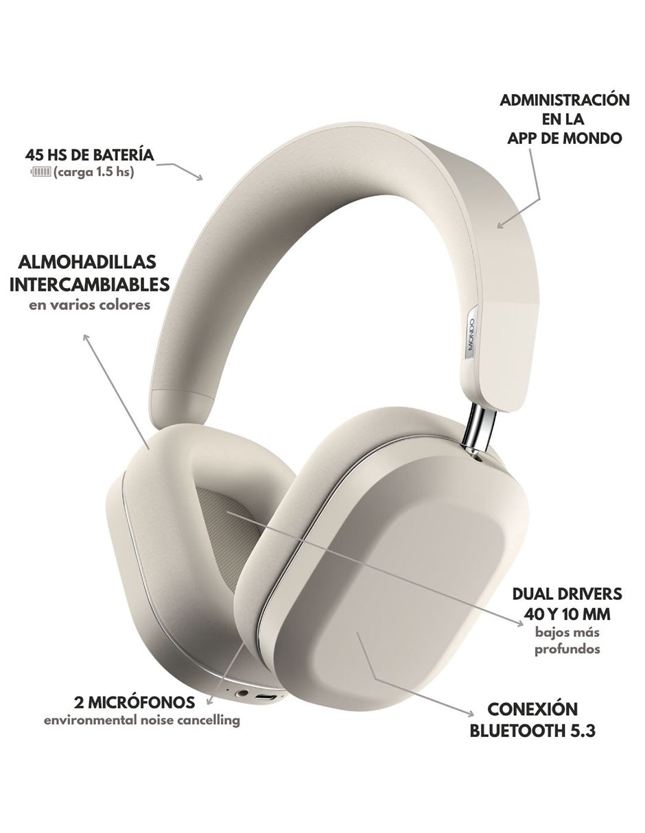 Audífonos Over-Ear Mondo Dual driver inalámbrica con cancelación de ruido