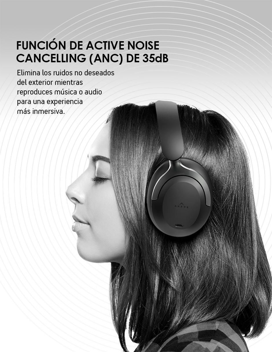 Audífonos On-Ear Akane Anc 35 Db inalámbricos con cancelación de ruido