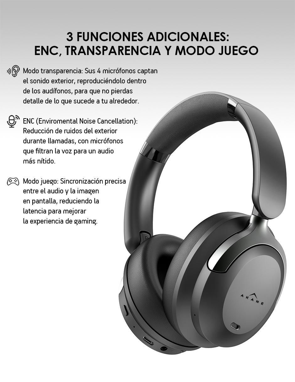 Audífonos On-Ear Akane Anc 35 Db inalámbricos con cancelación de ruido