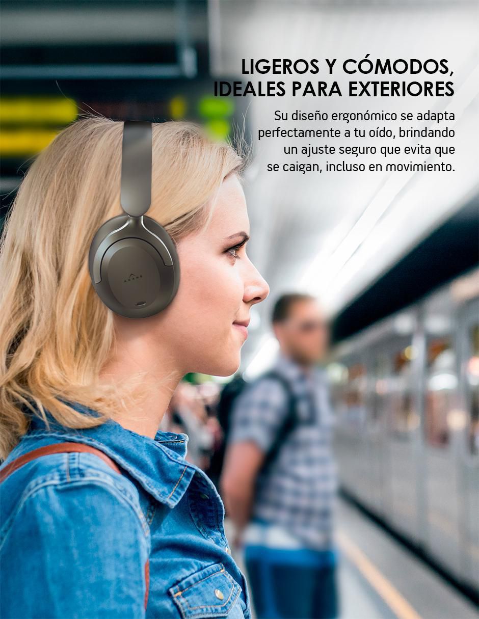 Audífonos On-Ear Akane Anc 35 Db inalámbricos con cancelación de ruido