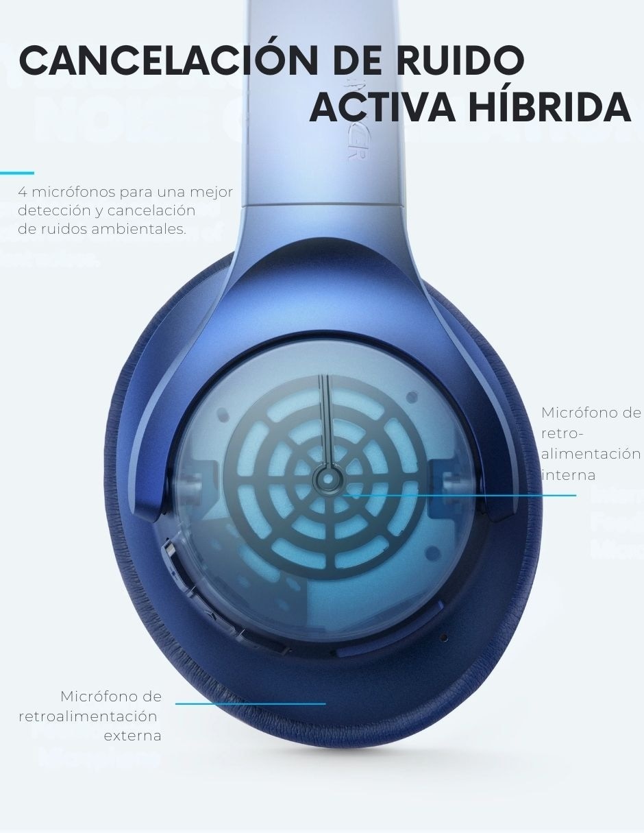 Audífonos Over-Ear Life Q20 inalámbricos con cancelación de ruido 9