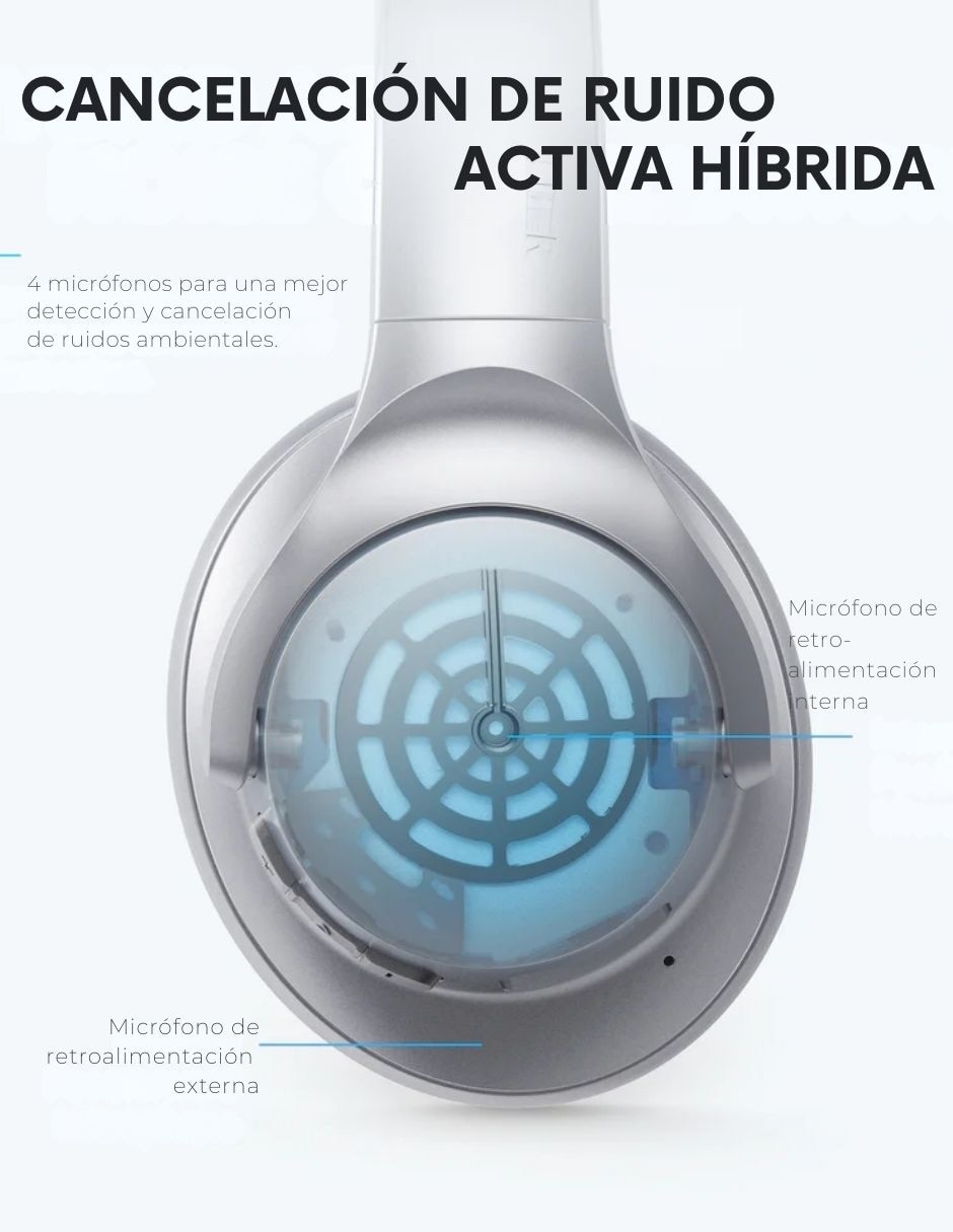 Audífonos Over-Ear Life Q20 inalámbricos con cancelación de ruido 8