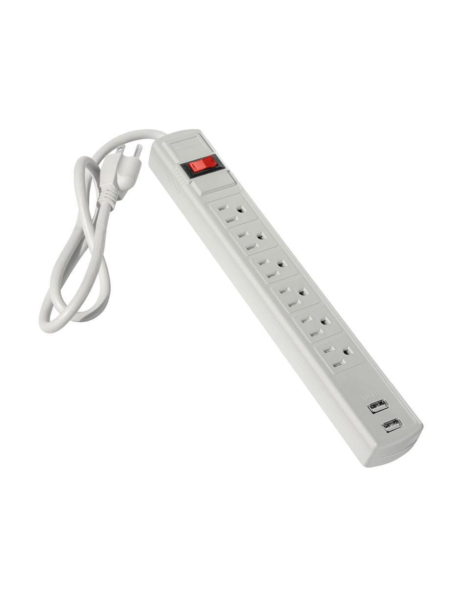 Multicontacto Audiobahn abm906 de 6 contactos 2 puertos USB y 1 puerto USB C