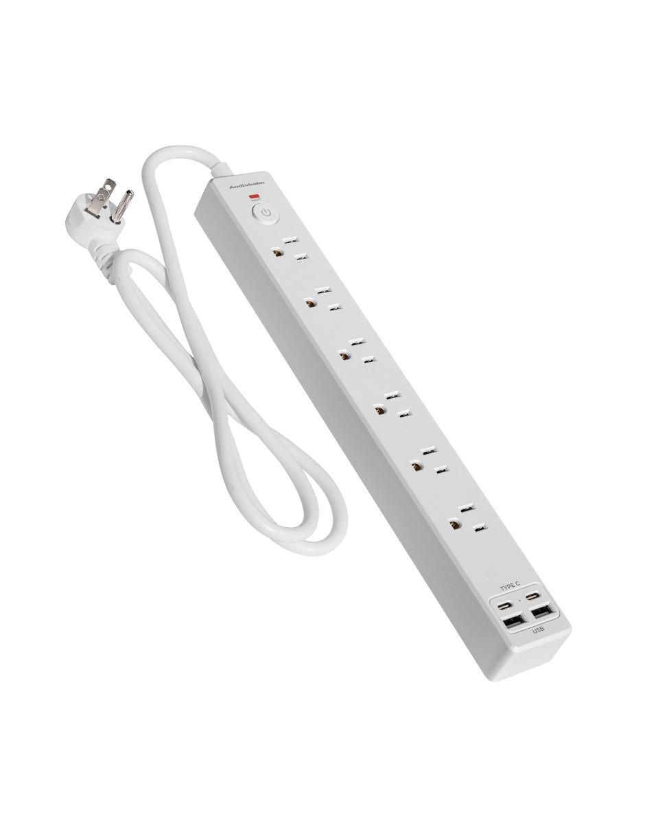 Multicontacto Audiobahn abm1106 de 6 contactos 2 puertos USB y 1 puerto USB C