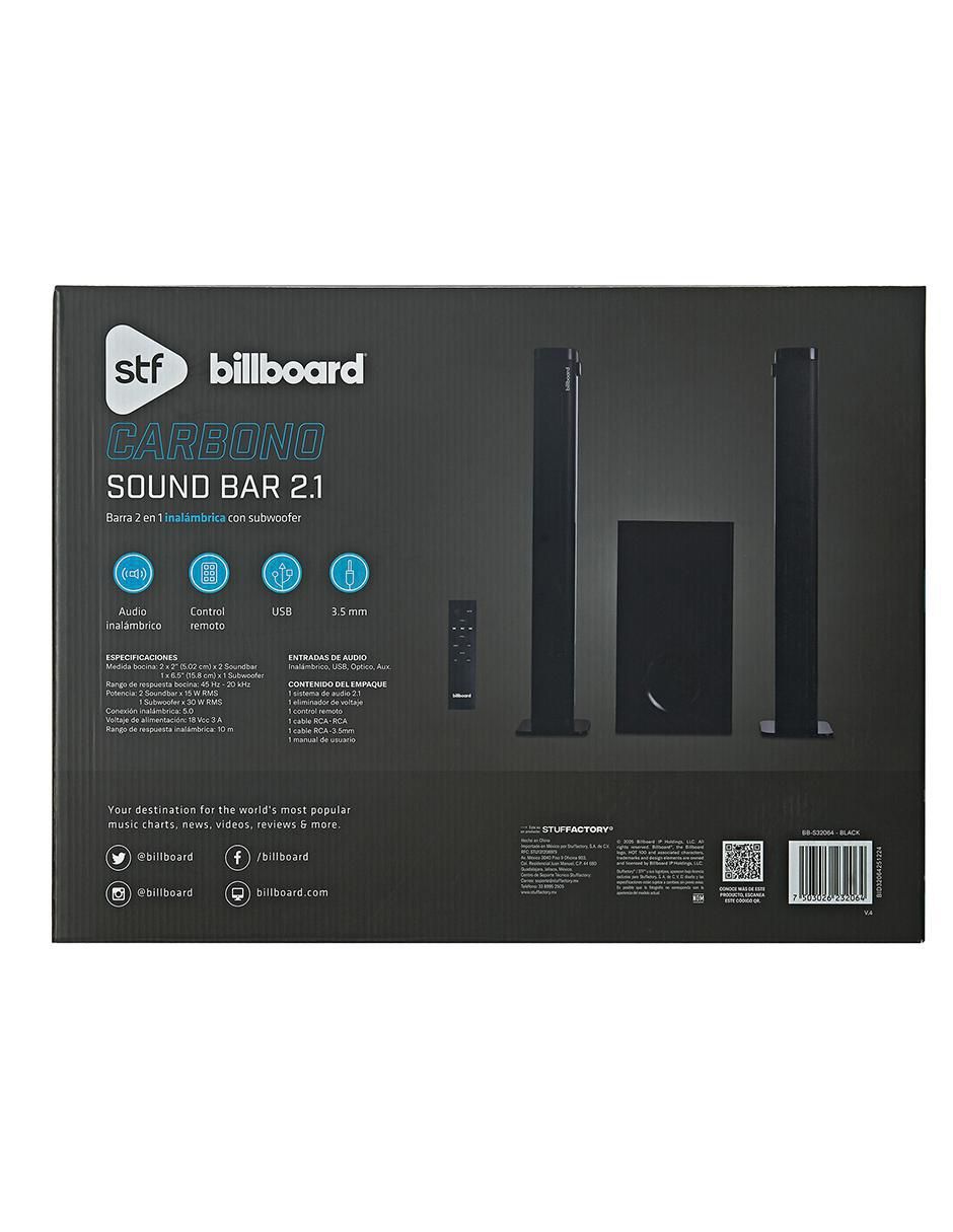 Barra de sonido Carbono 2.1 con subwoofer 5