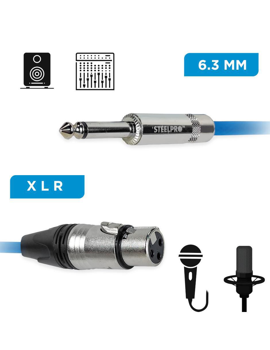 Cable auxiliar 6.35 mm a tipo Plug 1/4 pulgada de 1 m 3