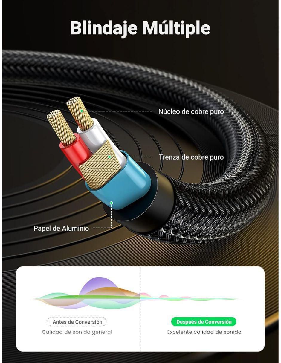 Cable auxiliar 3.5 mm a tipo auxiliar 6.35 mm de 1 m 2