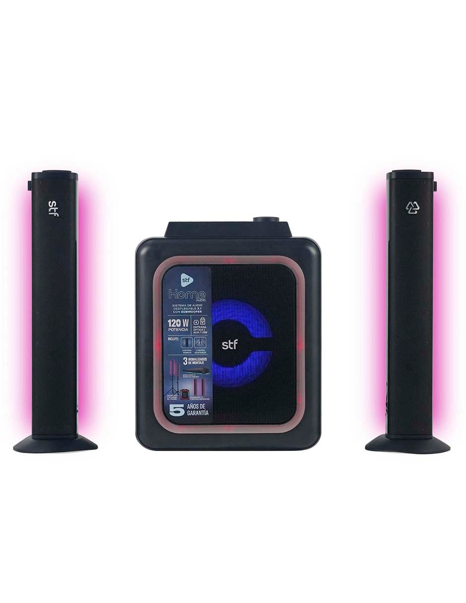 Barra de sonido Home Audio Sistema de Audio 2.1 con Subwoofer y Luz Trasera Rgb con subwoofer inalámbrico 3