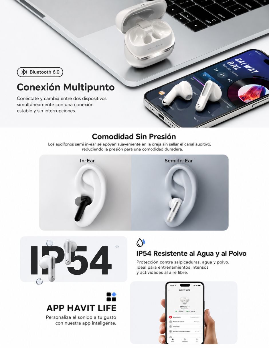 Audífonos in-ear TW983 inalámbricos con cancelación de ruido 7