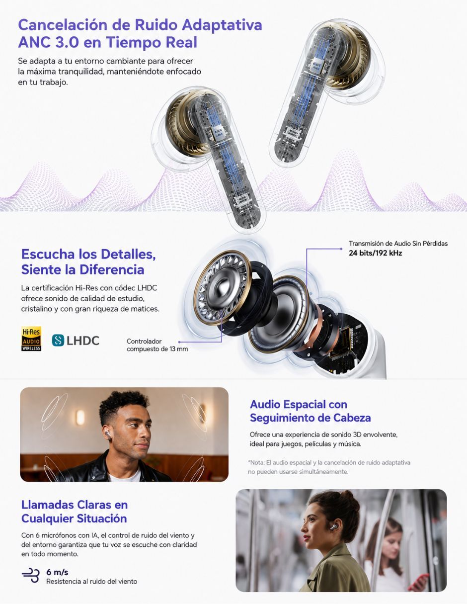 Audífonos In-Ear TW983 inalámbricos con cancelación de ruido 3