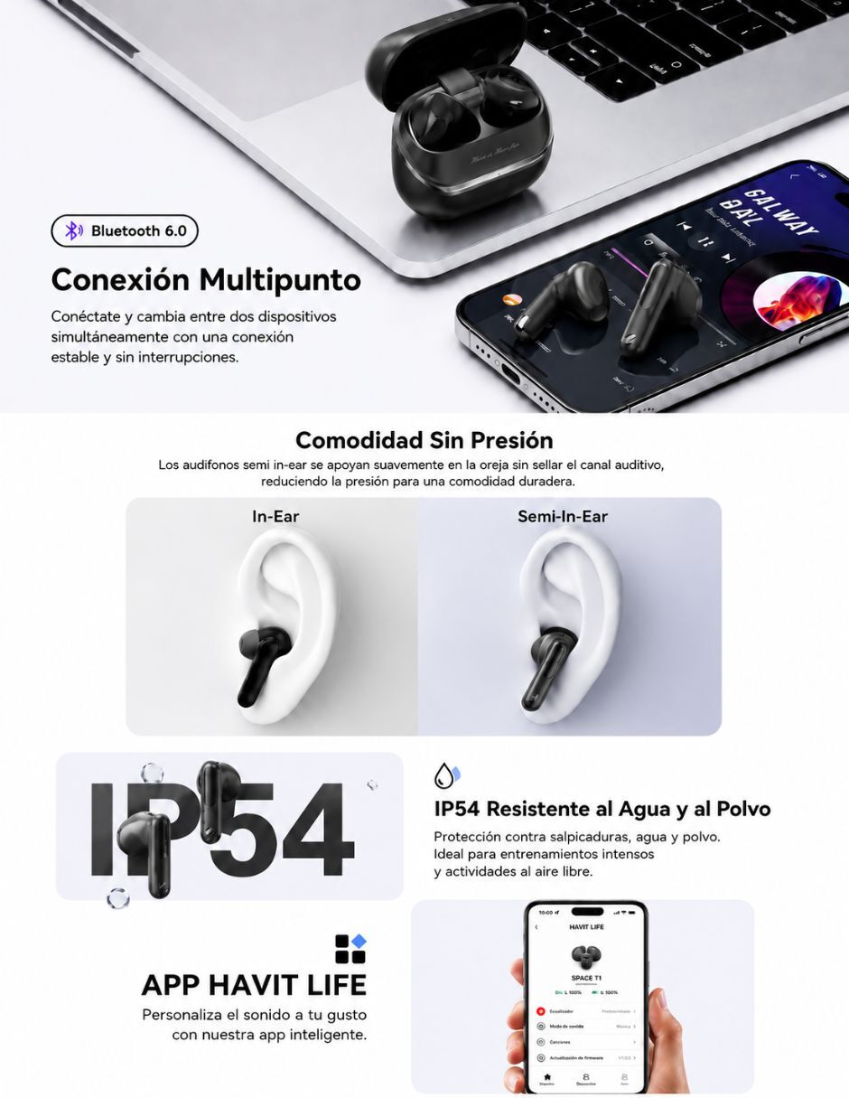 Audífonos In-Ear TW983 inalámbricos con cancelación de ruido 7