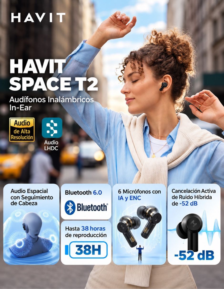 Audífonos In-Ear Audífonos Inalámbricos Havit TW889 Space T2 Bluetooth 6.0 Inalámbrica con (si aplica) Sí 2