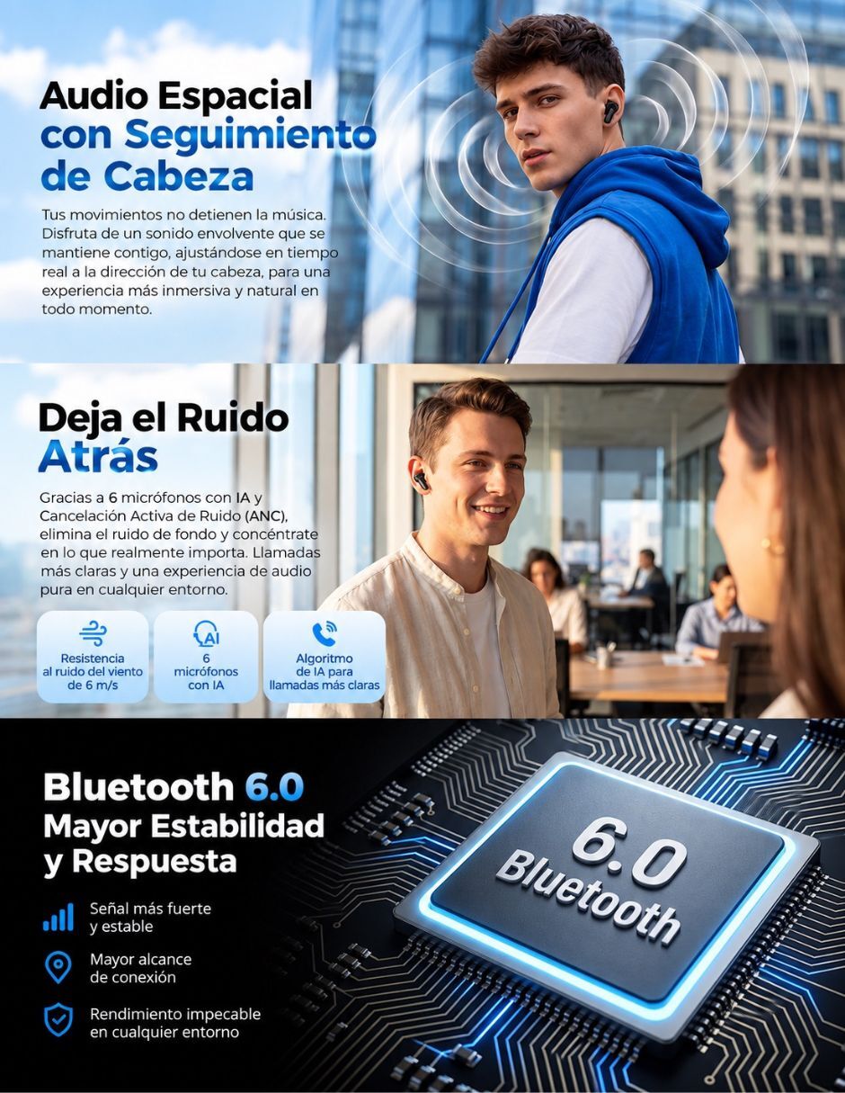 Audífonos In-Ear Audífonos Inalámbricos Havit TW889 Space T2 Bluetooth 6.0 Inalámbrica con (si aplica) Sí 3