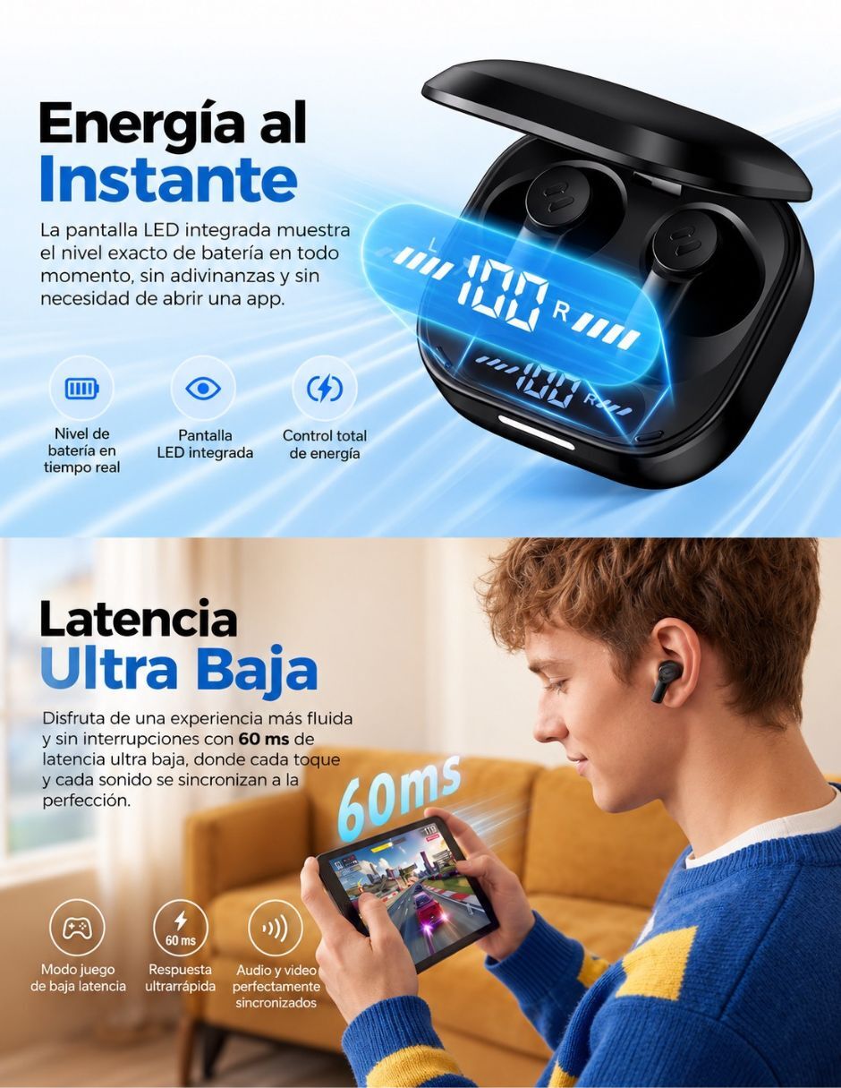 Audífonos In-Ear Audífonos Inalámbricos Havit TW889 Space T2 Bluetooth 6.0 Inalámbrica con (si aplica) Sí 6