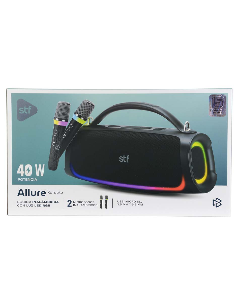 Bocina portátil Allure Karaoke 40W 10 hrs Uso Bluetooth 11