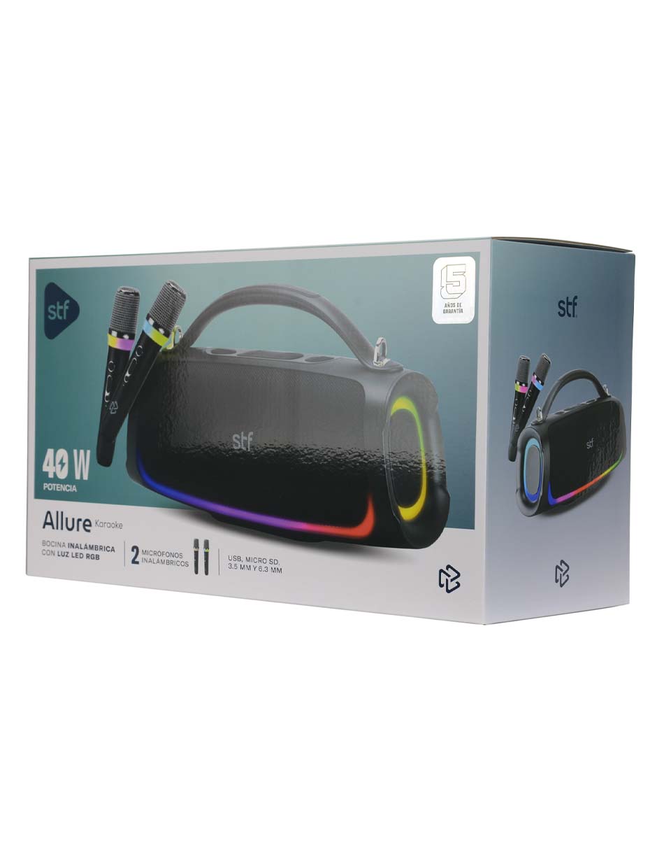 Bocina portátil Allure Karaoke 40W 10 hrs Uso Bluetooth 12