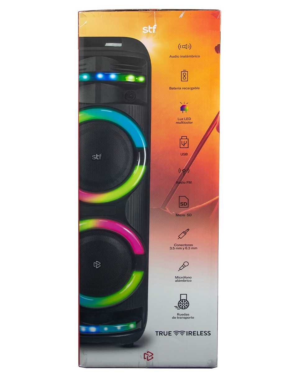 Bocina recargable Totem Fest doble 8 pulgadas con Luz Led Multicolor Bluetooth 9