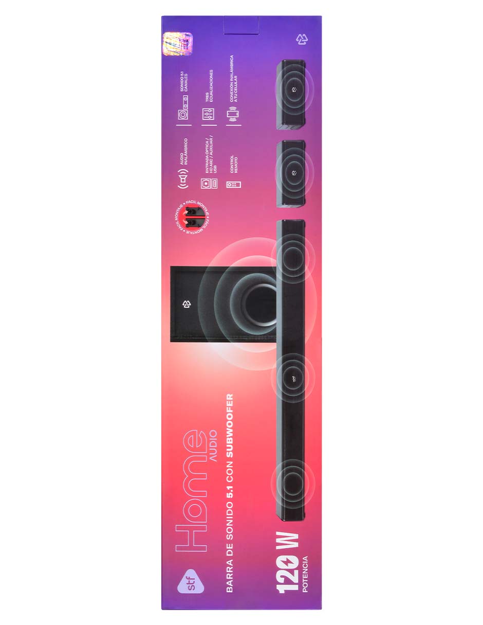Barra de sonido Home Audio 5.1 Bluetooth 5.3 HDMI ARC con subwoofer 11
