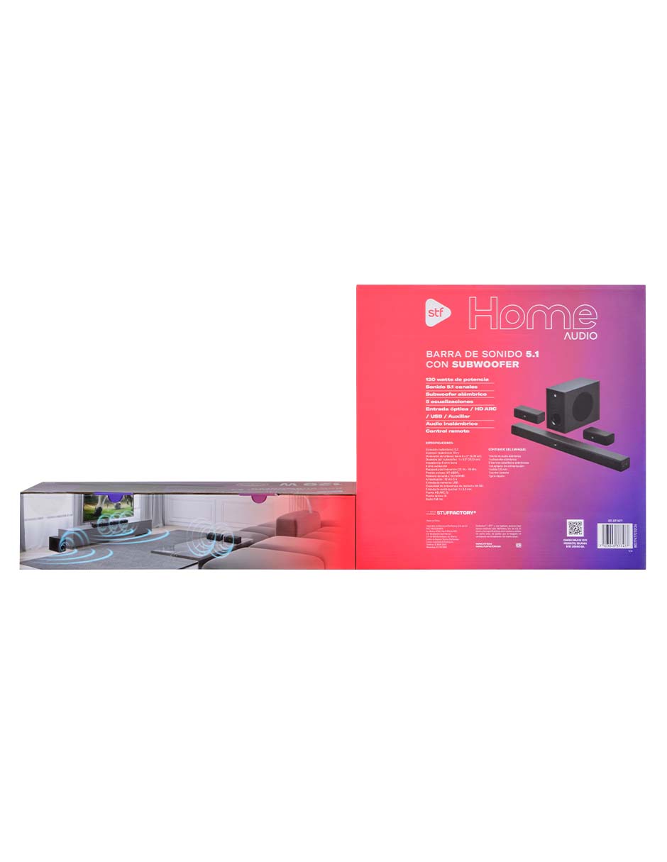 Barra de sonido Home Audio 5.1 Bluetooth 5.3 HDMI ARC con subwoofer 8