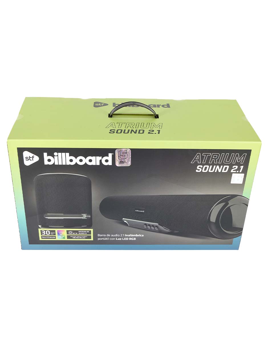 Barra de sonido Atrium Home Audio Portátil con Luz LED RGB con subwoofer 11