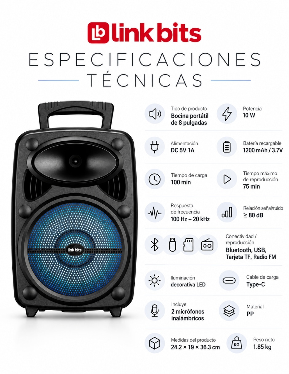 Bocina portátil bluetooth 6